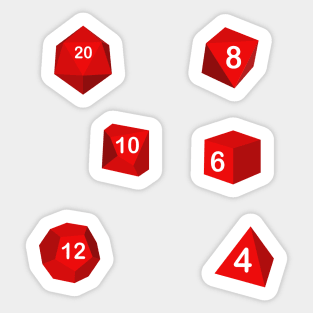 D20, D10, D12, D6,  D4 Dungeons and Dragon Dice Sticker